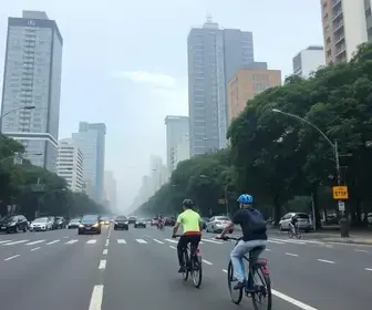 poluição e segurança para ciclistas